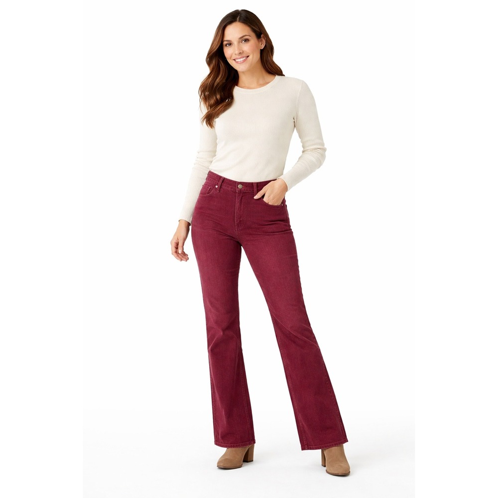 ZENA Burgundy Straight Leg Jeans Size 16 Vintage Style Denim
